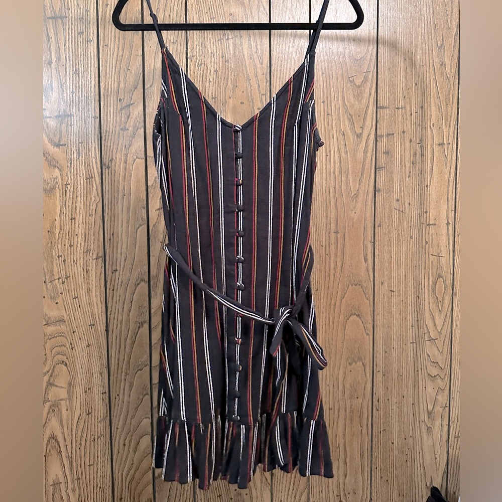 Billabong Black and Red Striped Mini Dress